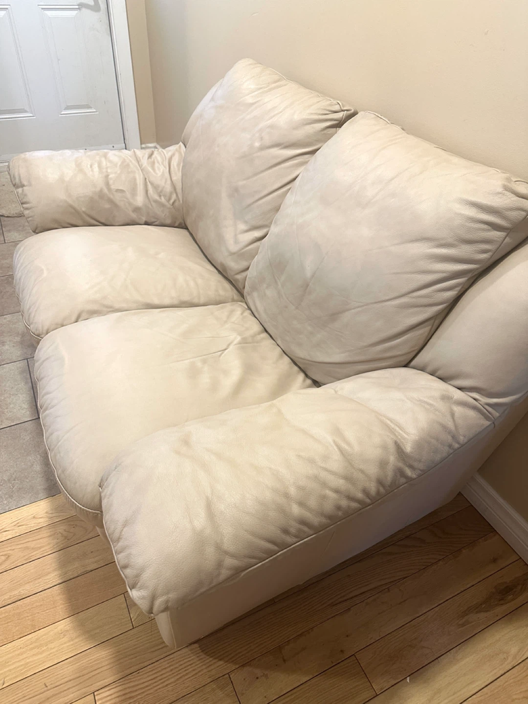 Natuzzi Italsofa Genuine Leather Beige Loveseat (CAN DELIVER) - photo 5