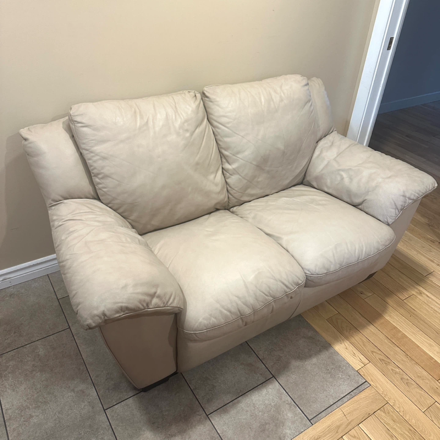 Natuzzi Italsofa Genuine Leather Beige Loveseat (CAN DELIVER) - photo 3