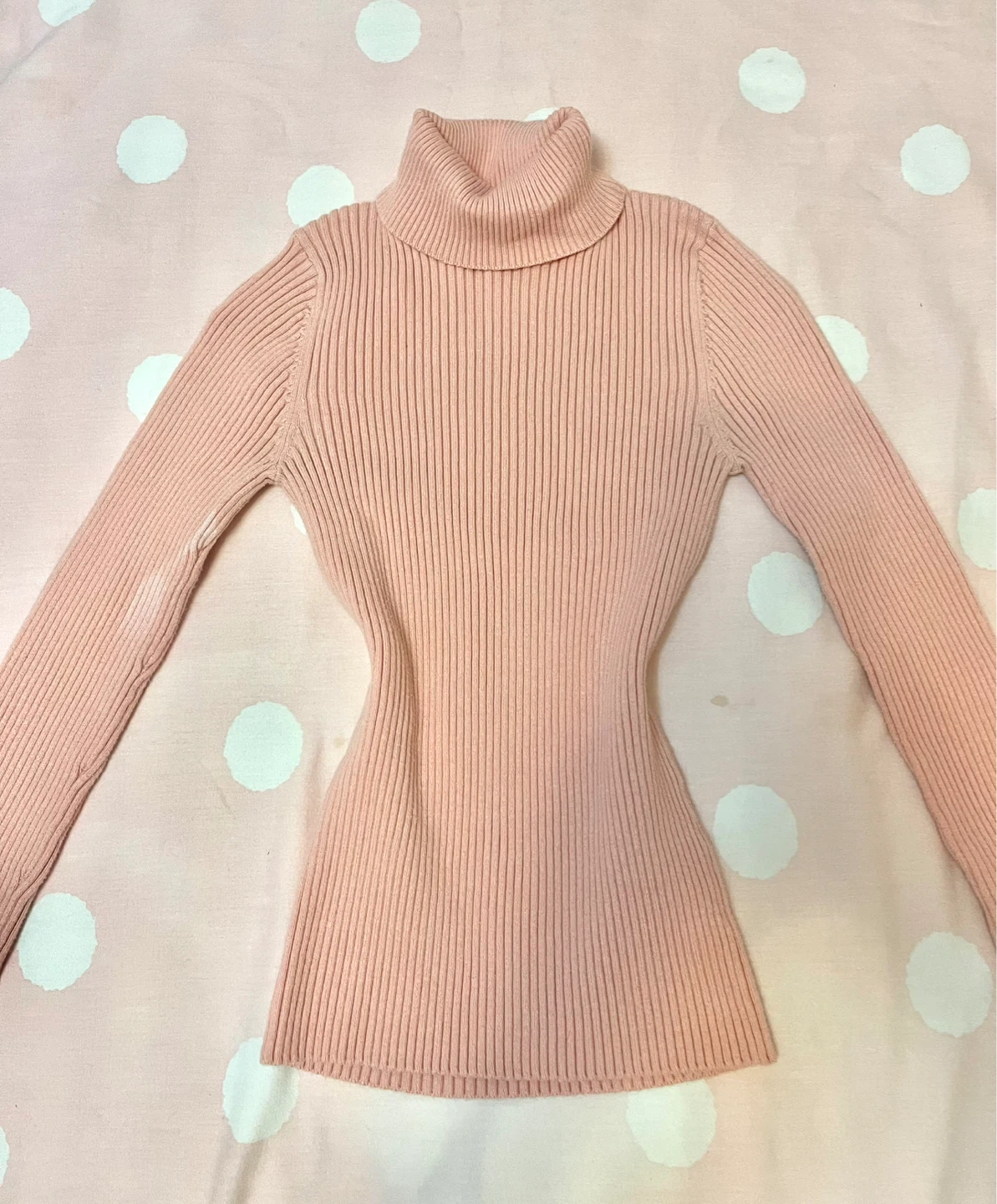 Pink Ribbed Turtleneck Sweatshirt - photo 2