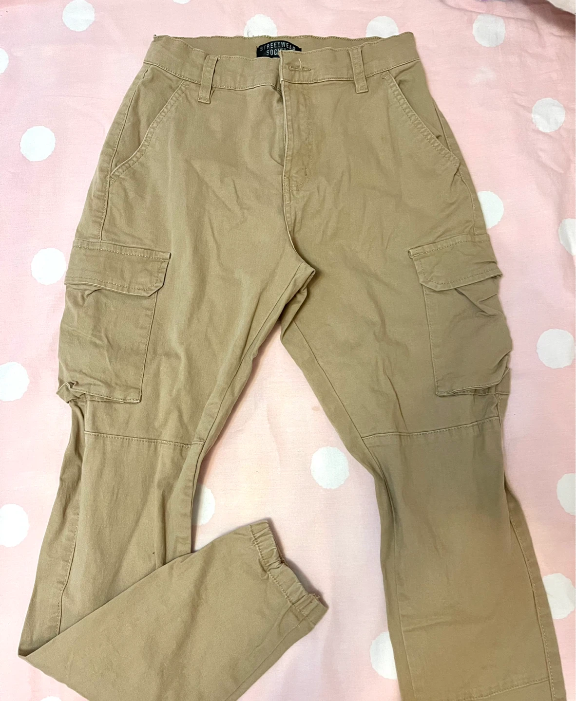 Khaki Scrunch Cargo Pants