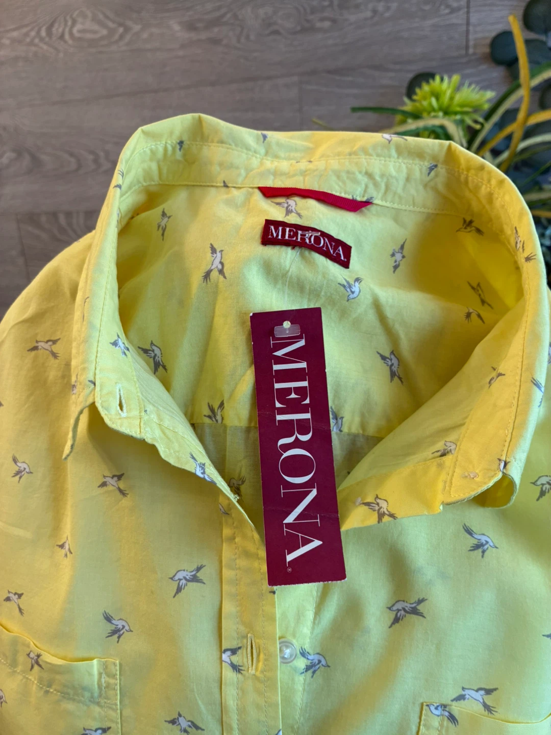 Merona Yellow Bird Print Button-Up Shirt - photo 2