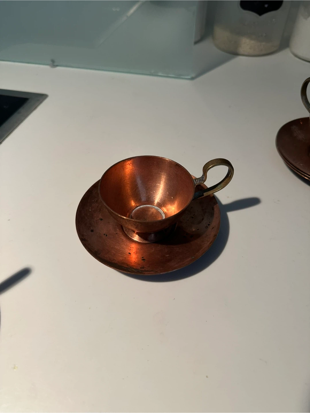 Set of 6 Copper Cups and Saucers
