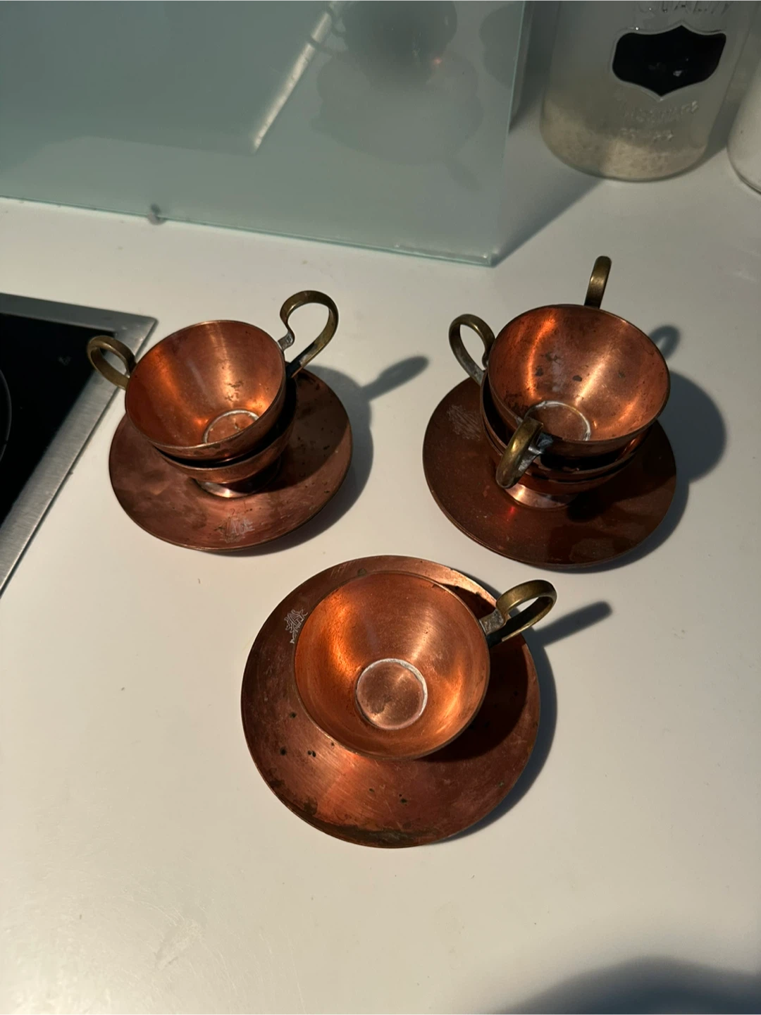 Set of 6 Copper Cups and Saucers - photo 2