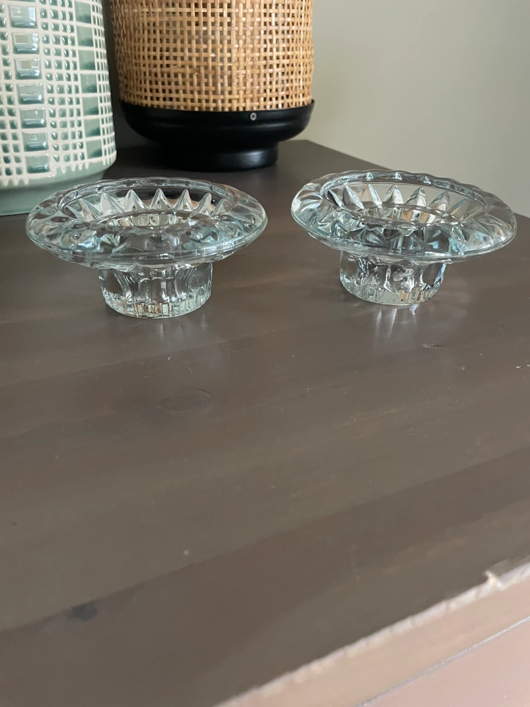 Set of 2 Clear Glass Taper Candle Holders - photo 2