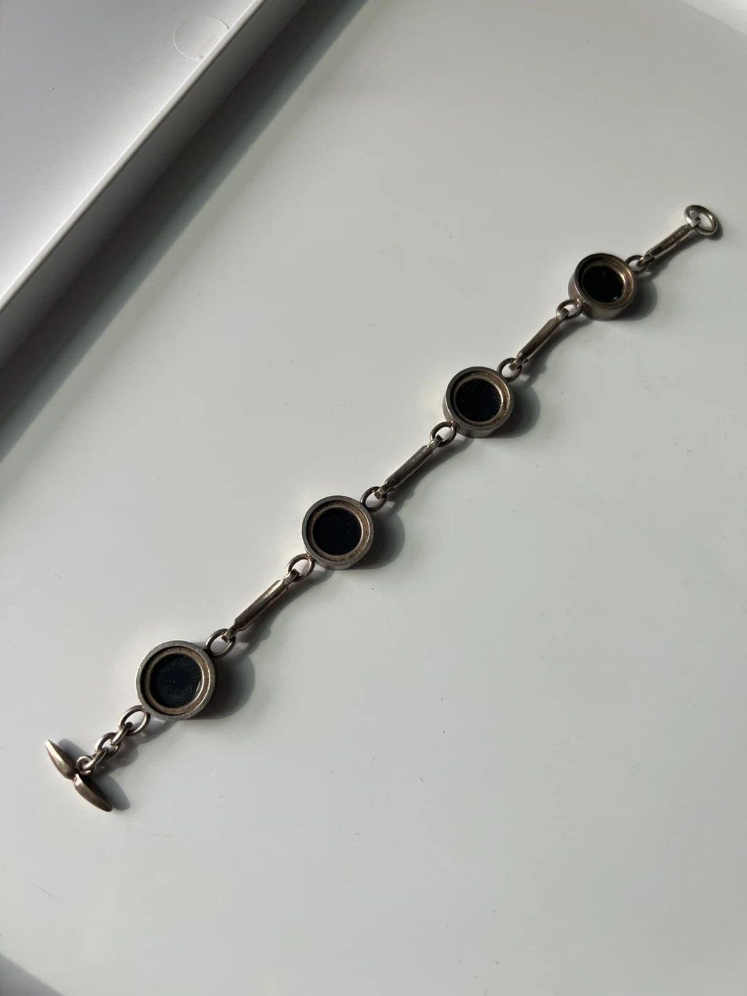 Vintage Silver and Black Stone Bracelet - photo 2