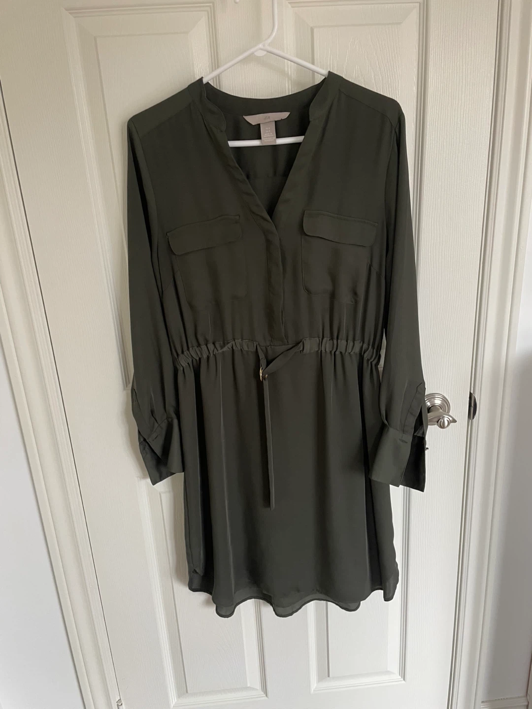 H&M Olive Green Button-Up Dress - CA 8