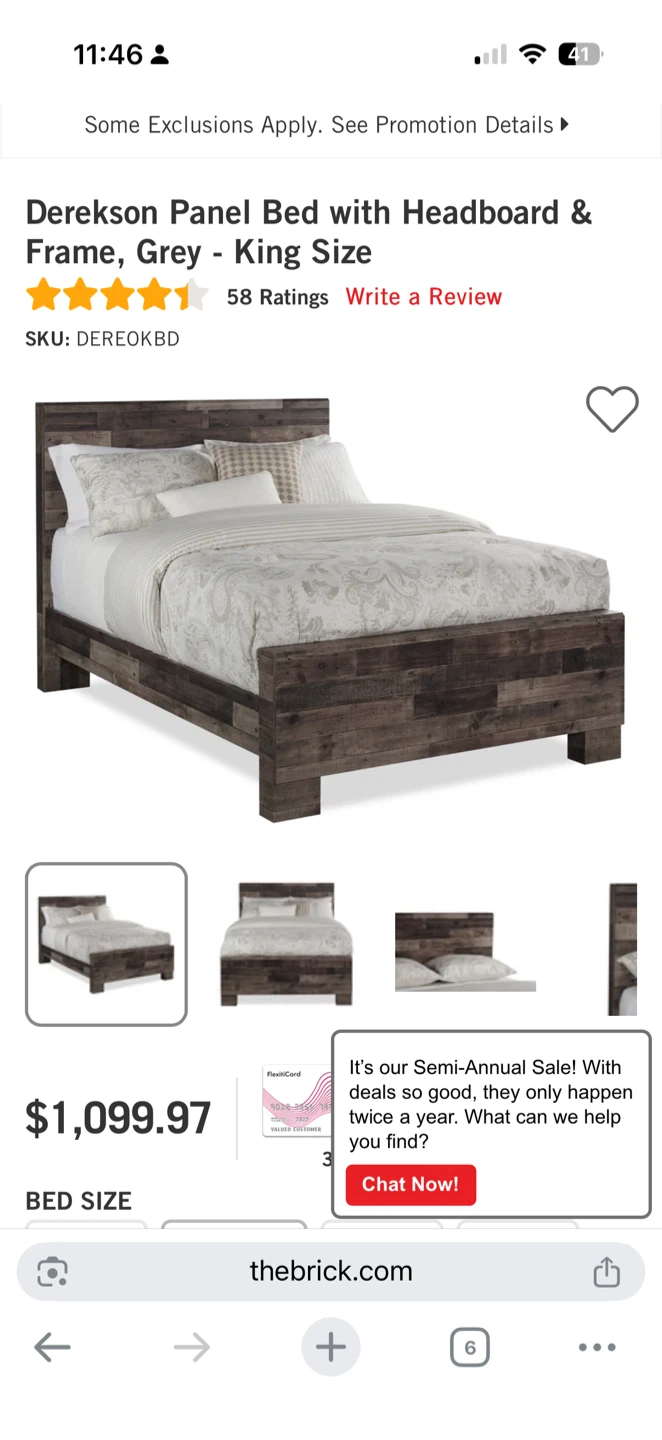 Derekson Panel Bed with Headboard & Frame - Grey - King Size - photo 2
