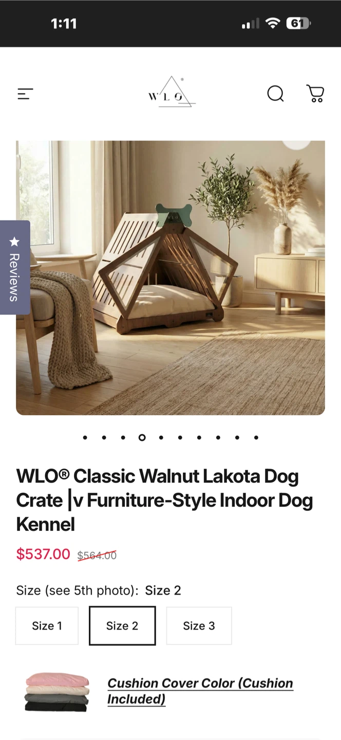 WLO Classic Walnut Lakota Dog Crate - Size 2 - photo 5