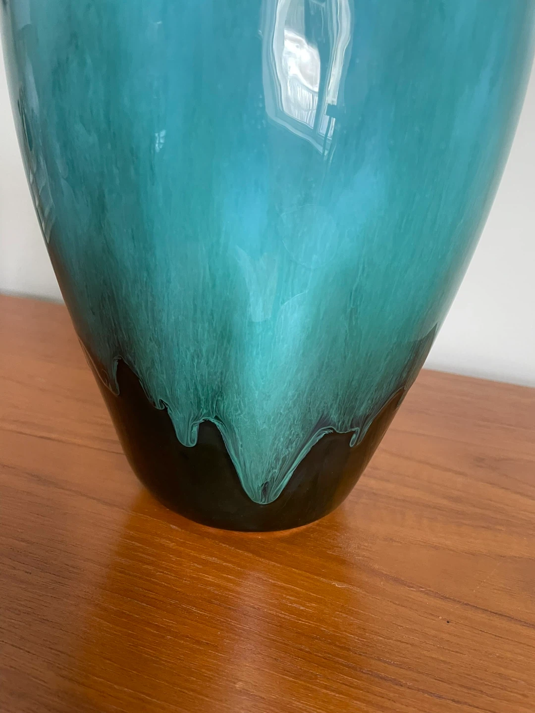 Blue Mountain Teal and Black Glazed Ceramic Vase - photo 3