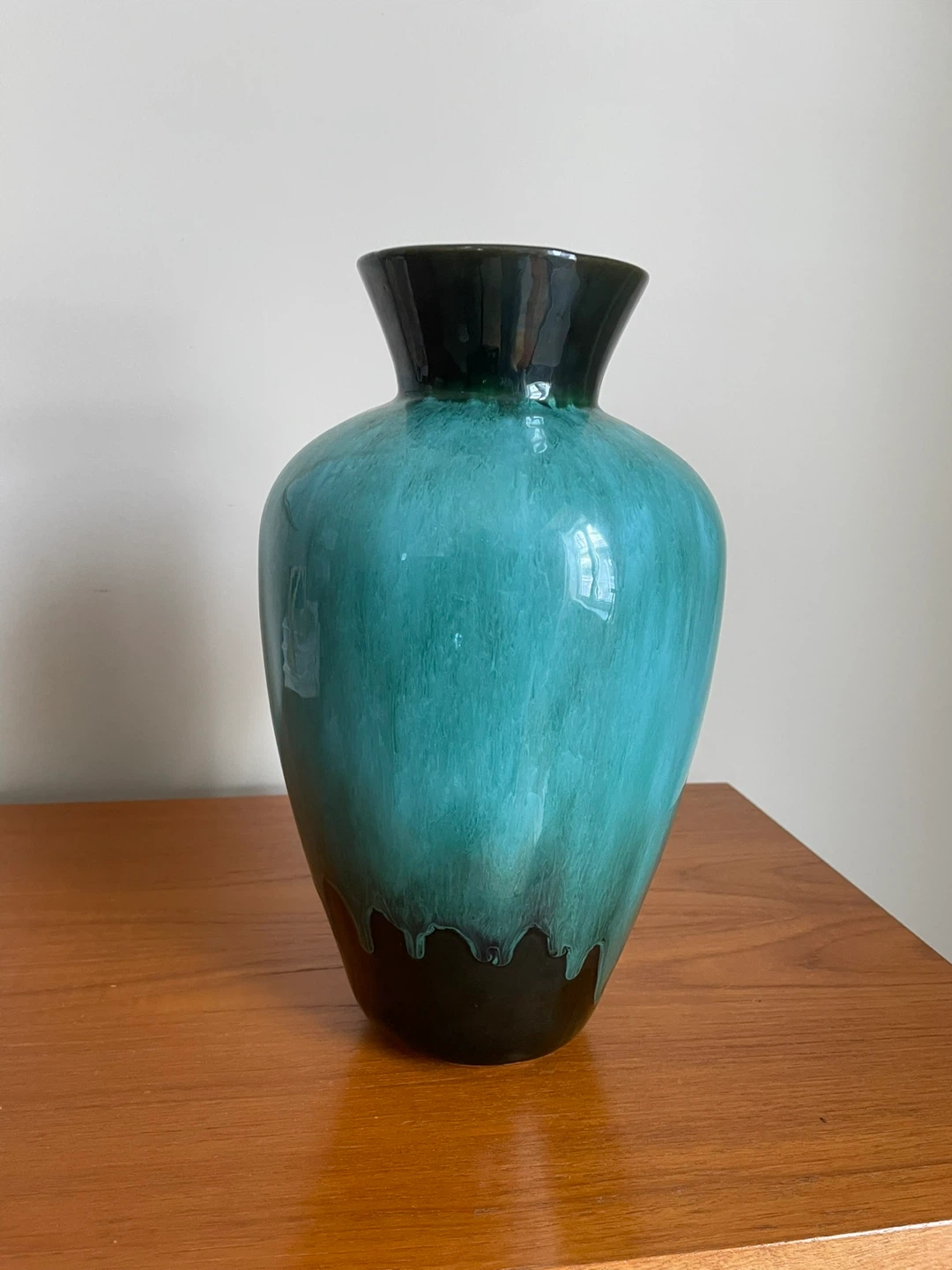 Blue Mountain Teal and Black Glazed Ceramic Vase