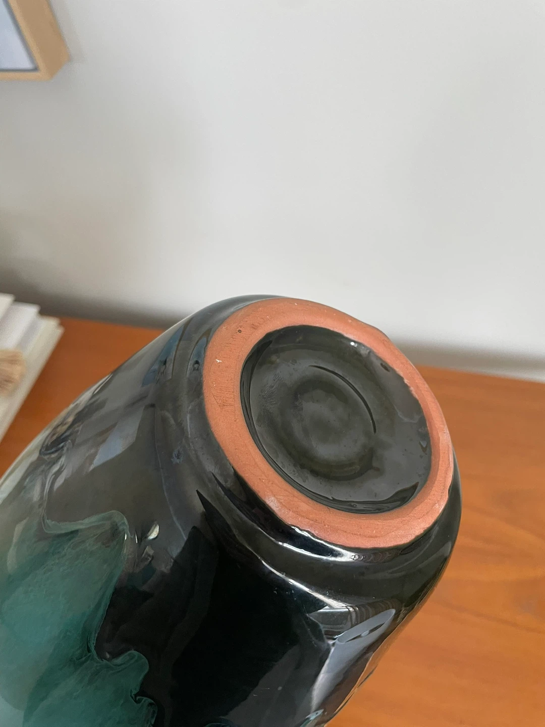 Blue Mountain Teal and Black Glazed Ceramic Vase - photo 2