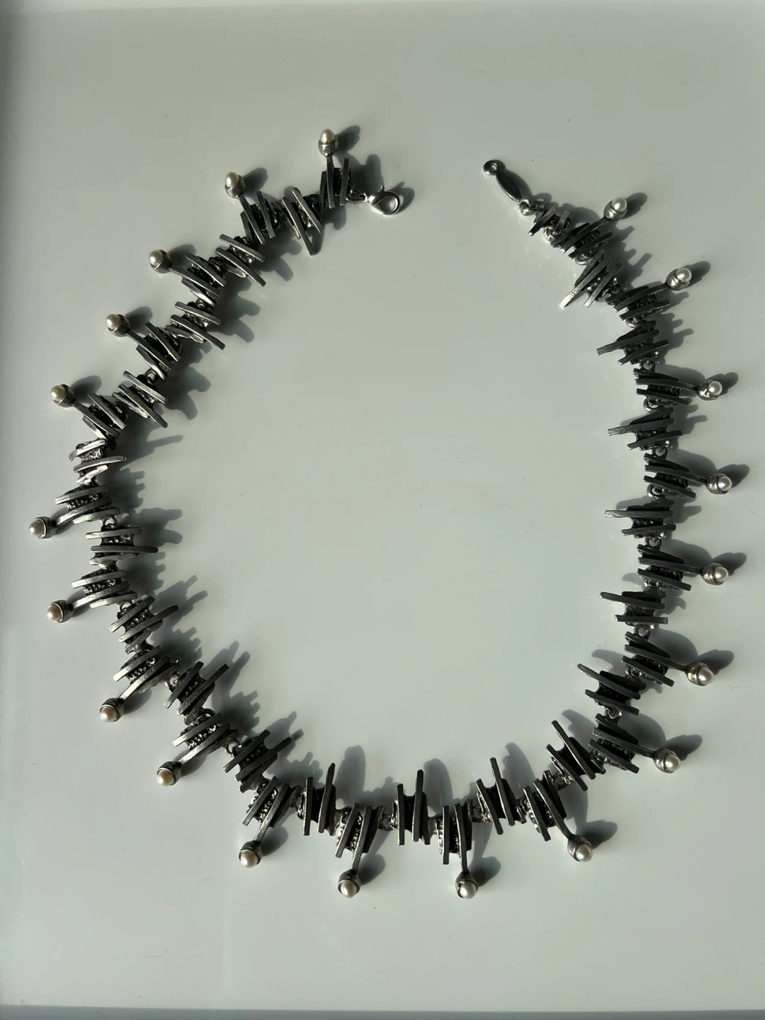 Silver Necklace with Pearls - photo 2