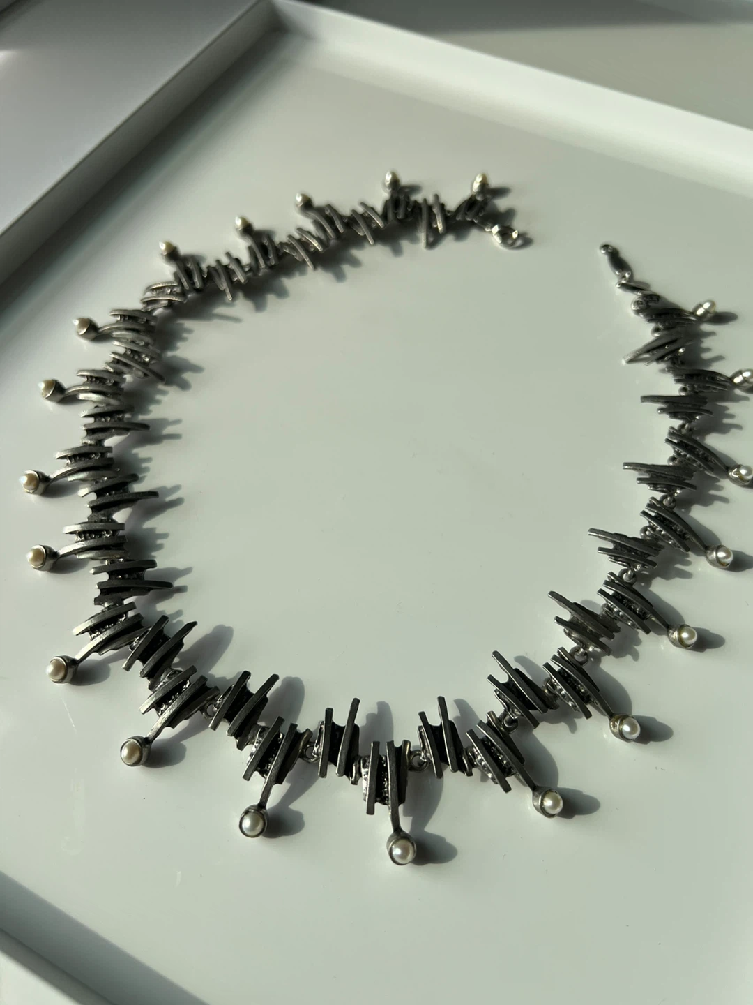 Silver Necklace with Pearls