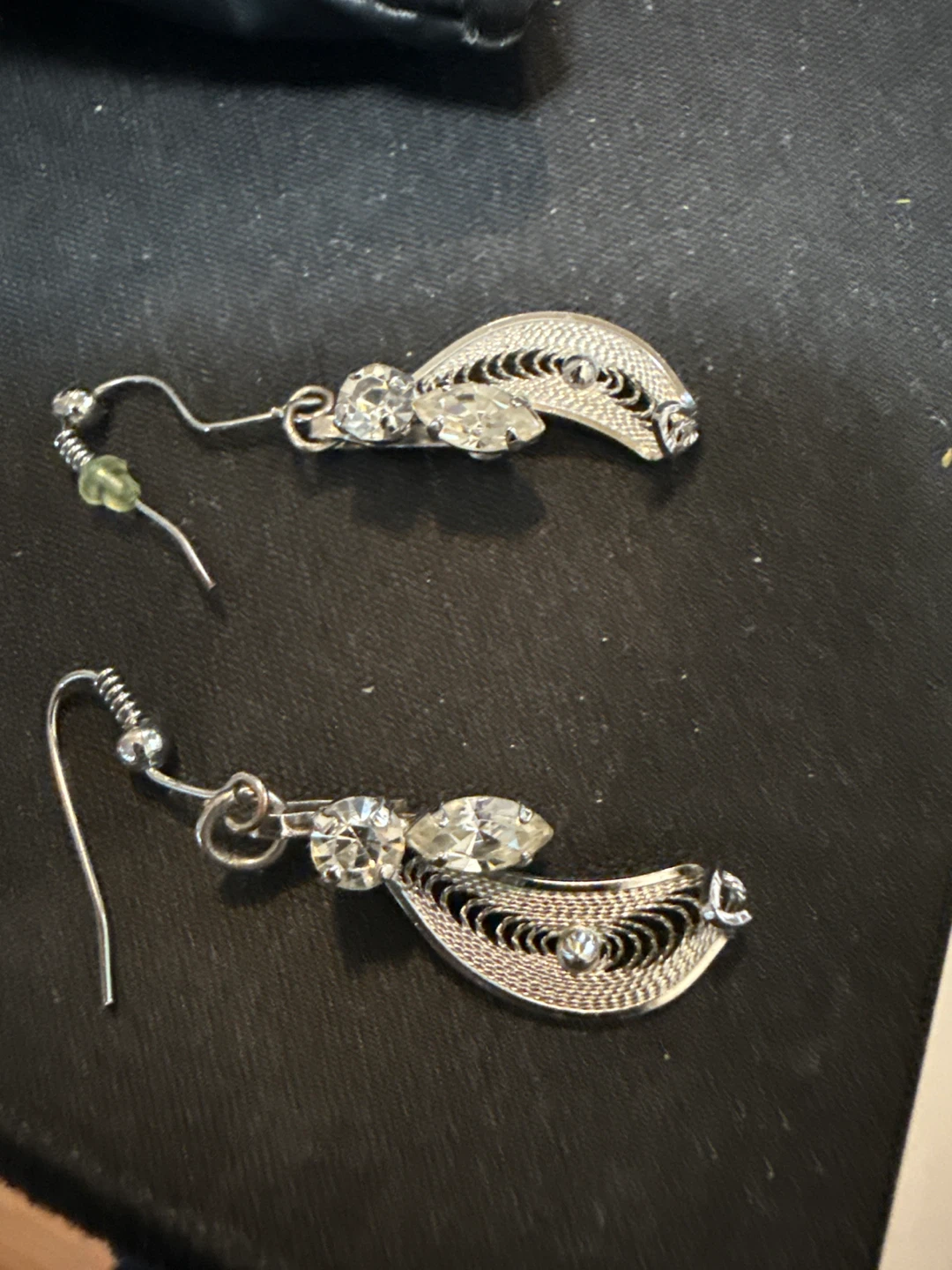 Silver Tone Crystal Dangle Earrings - photo 2