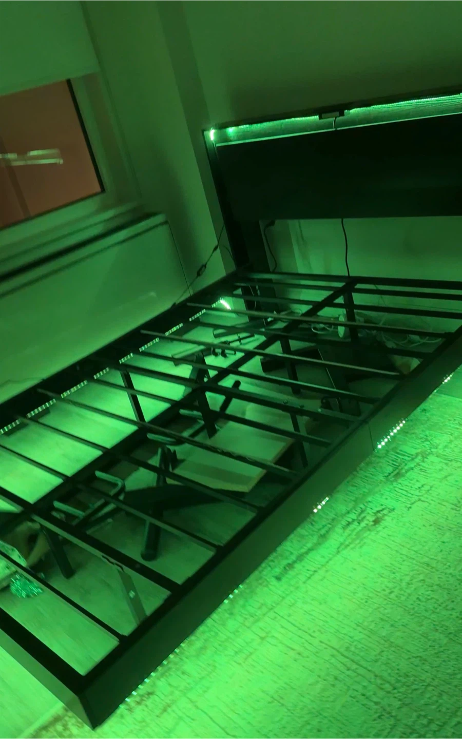 Modern LED Platform Bed Frame w/ USB Charging – Like New - photo 3