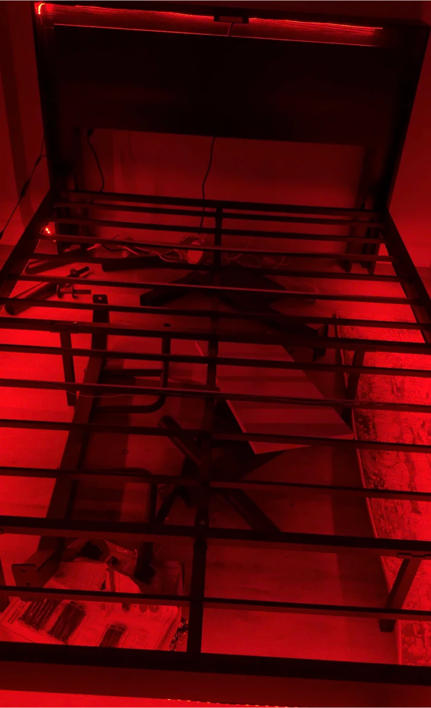 Modern LED Platform Bed Frame w/ USB Charging – Like New - photo 5