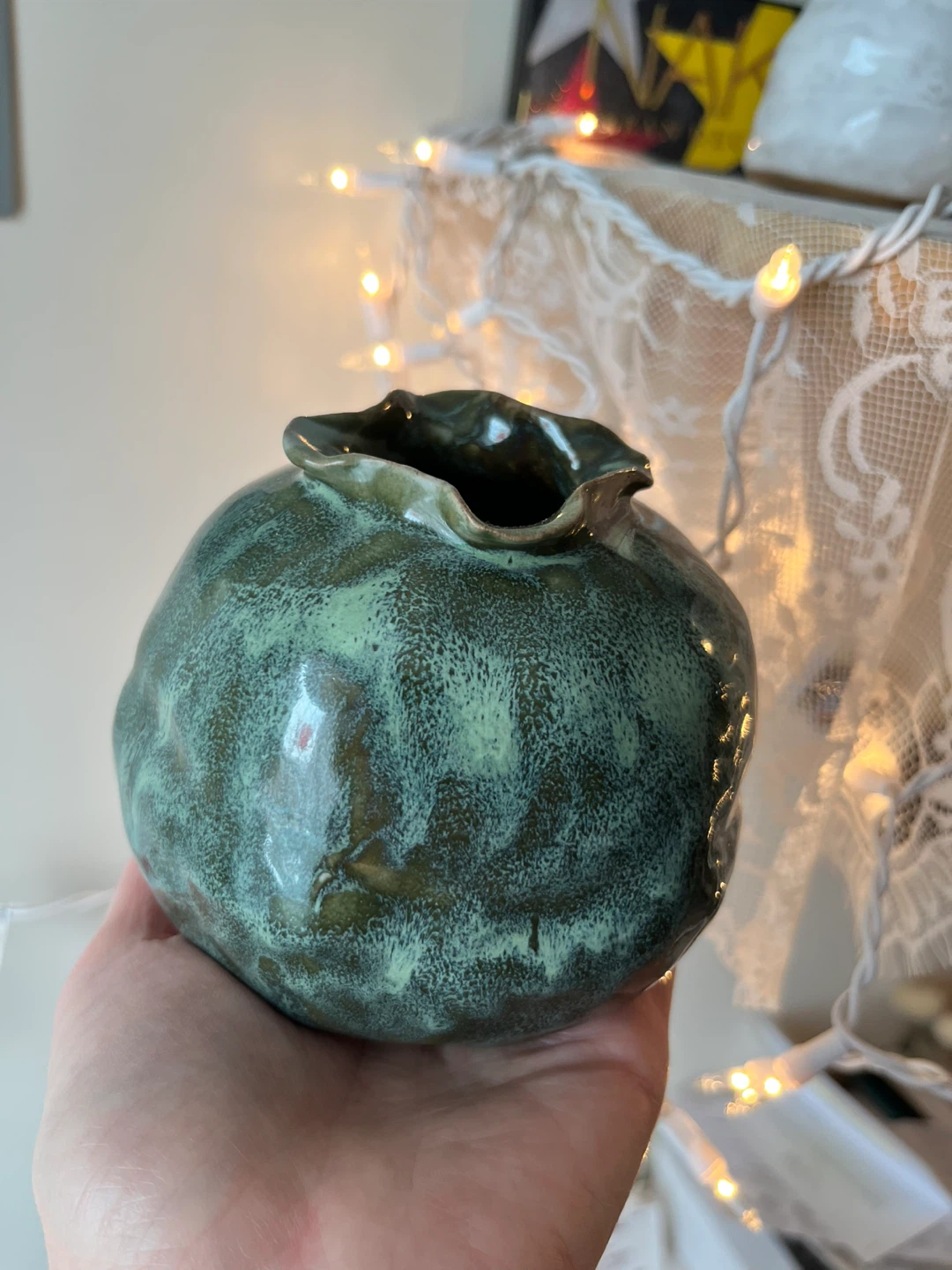 Green Ceramic Bud Vase
