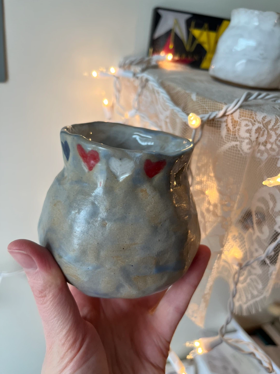 Handmade Ceramic Pot with Hearts US