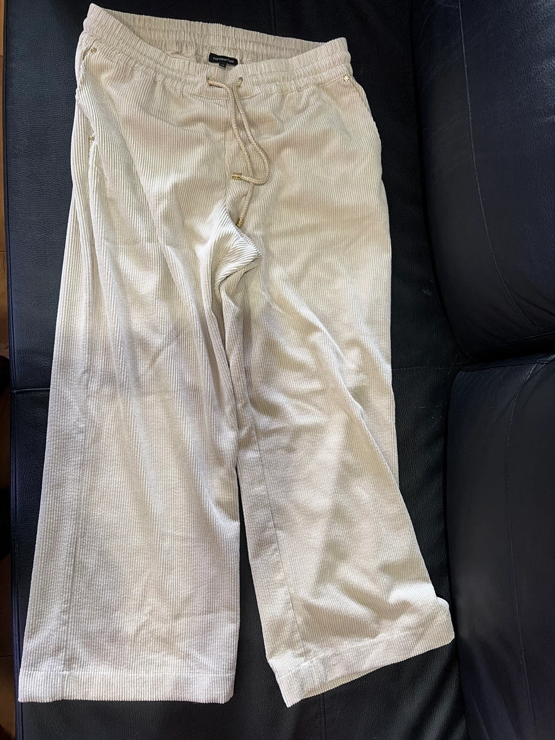 Caroline Biss Corduroy Wide-Leg Pants Beige Size 44