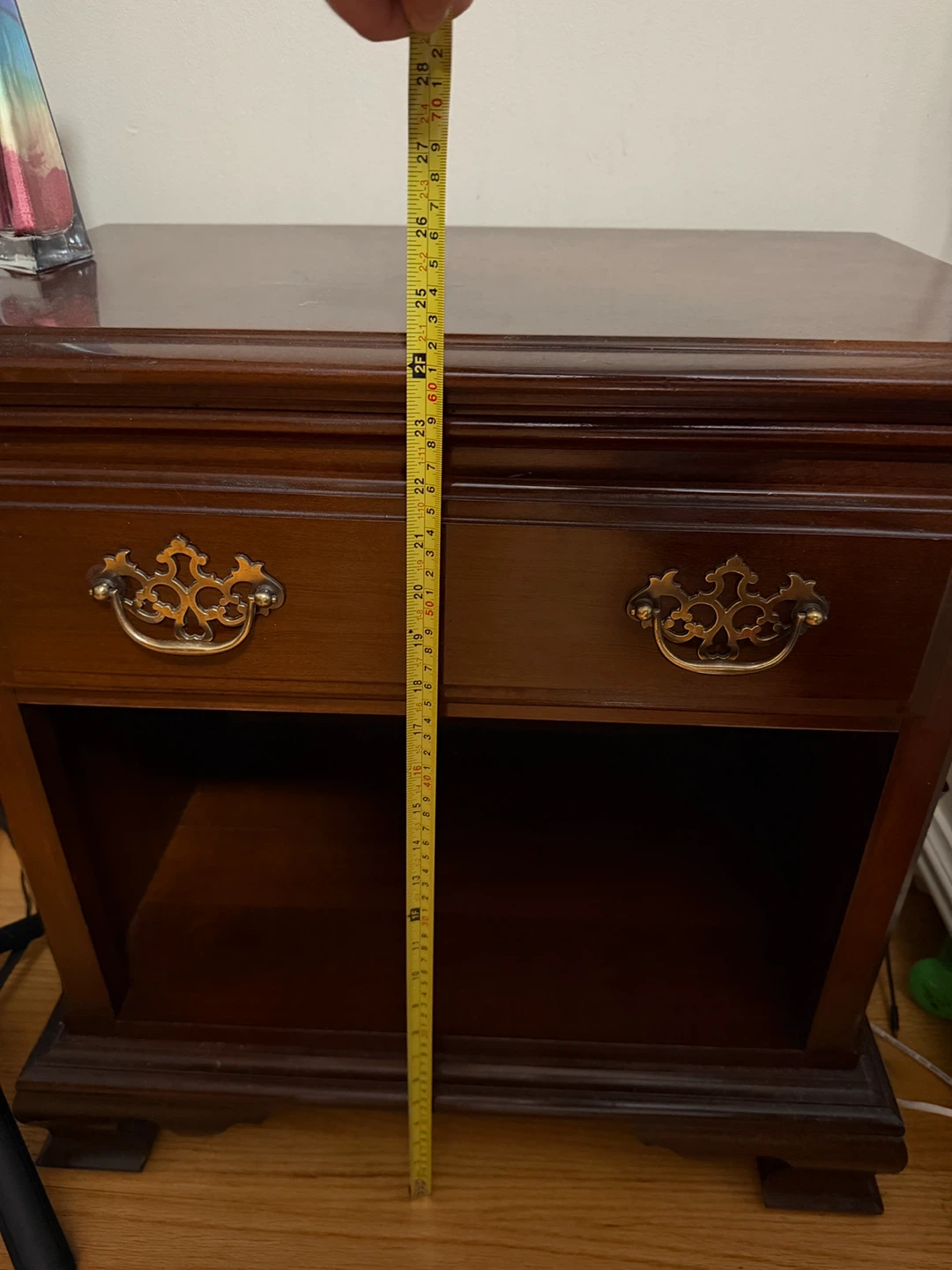 Dark Brown Wooden Nightstand with Drawer( Vintage) - photo 2