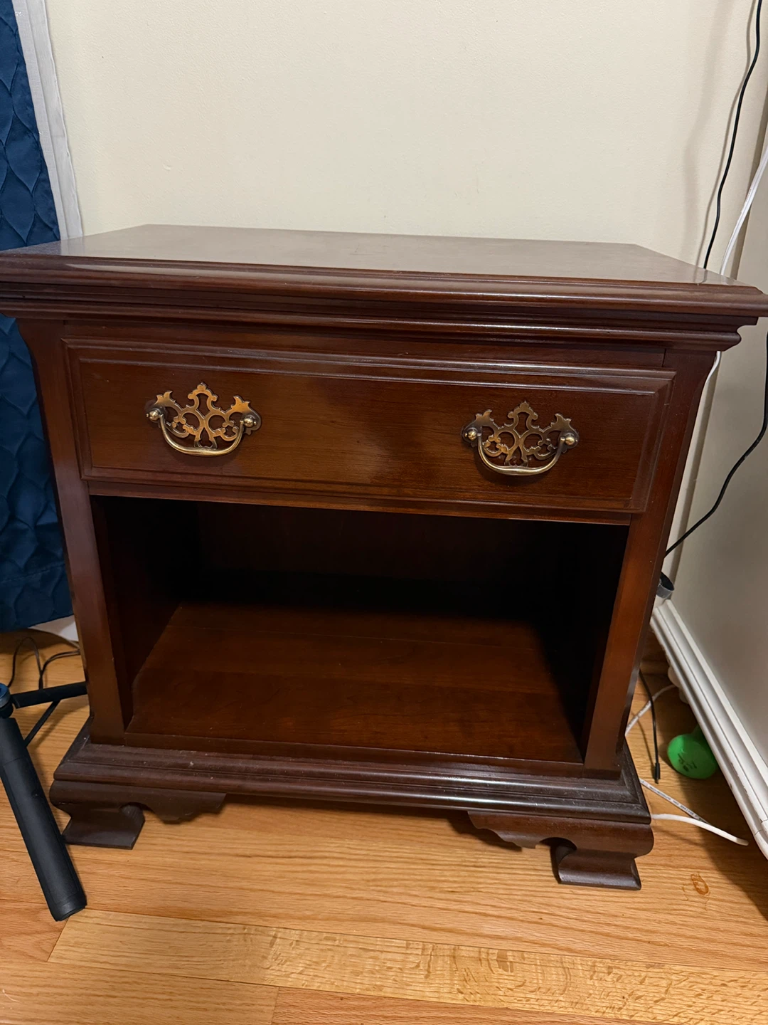 Dark Brown Wooden Nightstand with Drawer( Vintage)