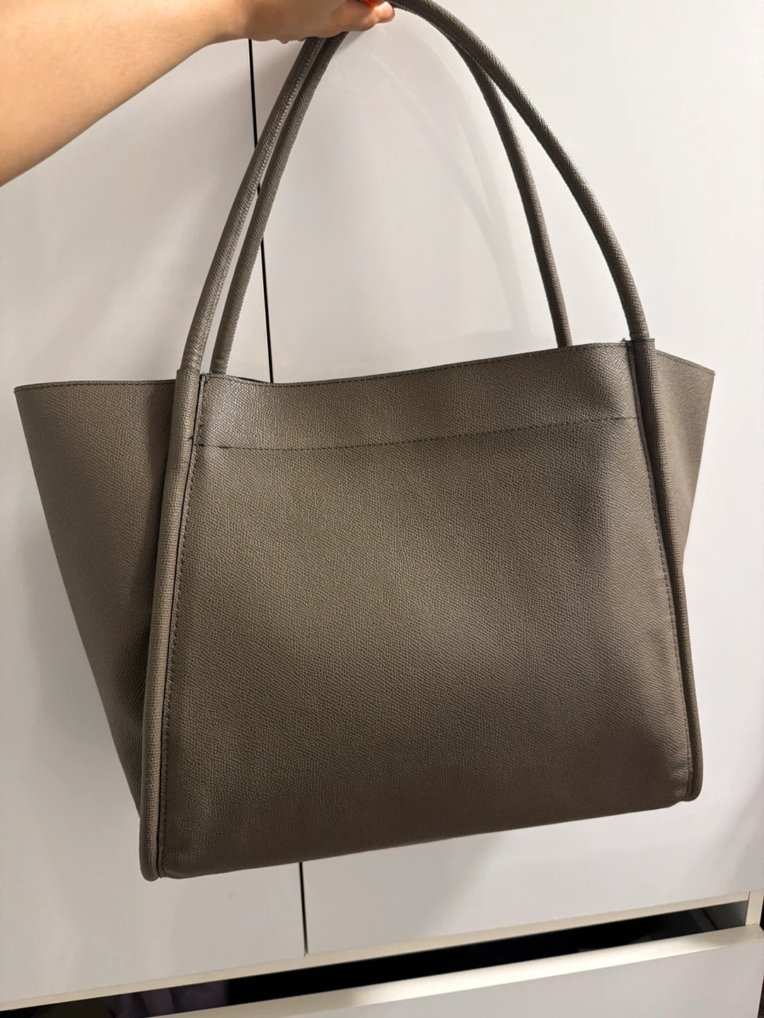 Grey Leather Tote Bag