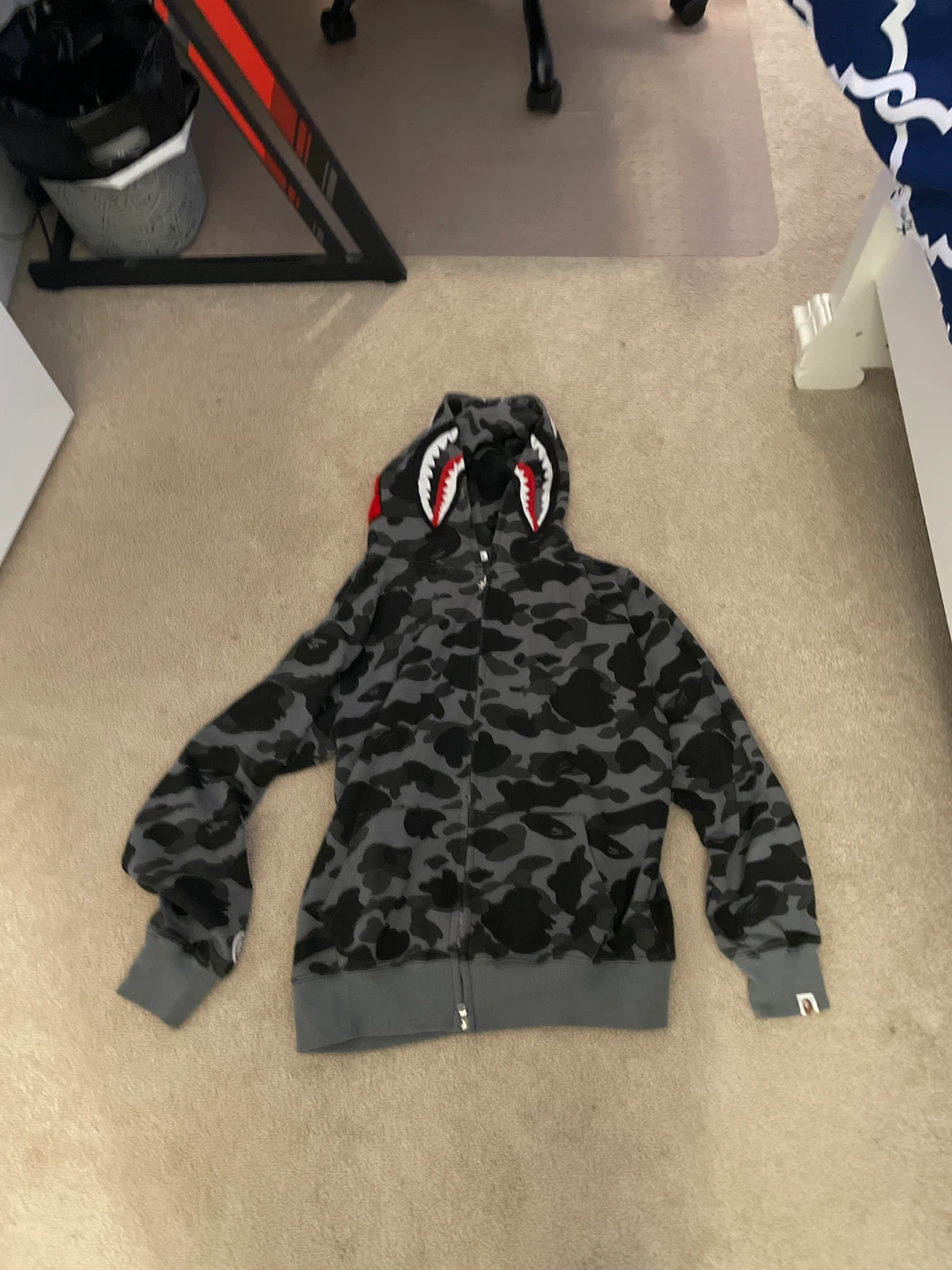 BAPE Full Zip Hoodie Shark Camo Grey