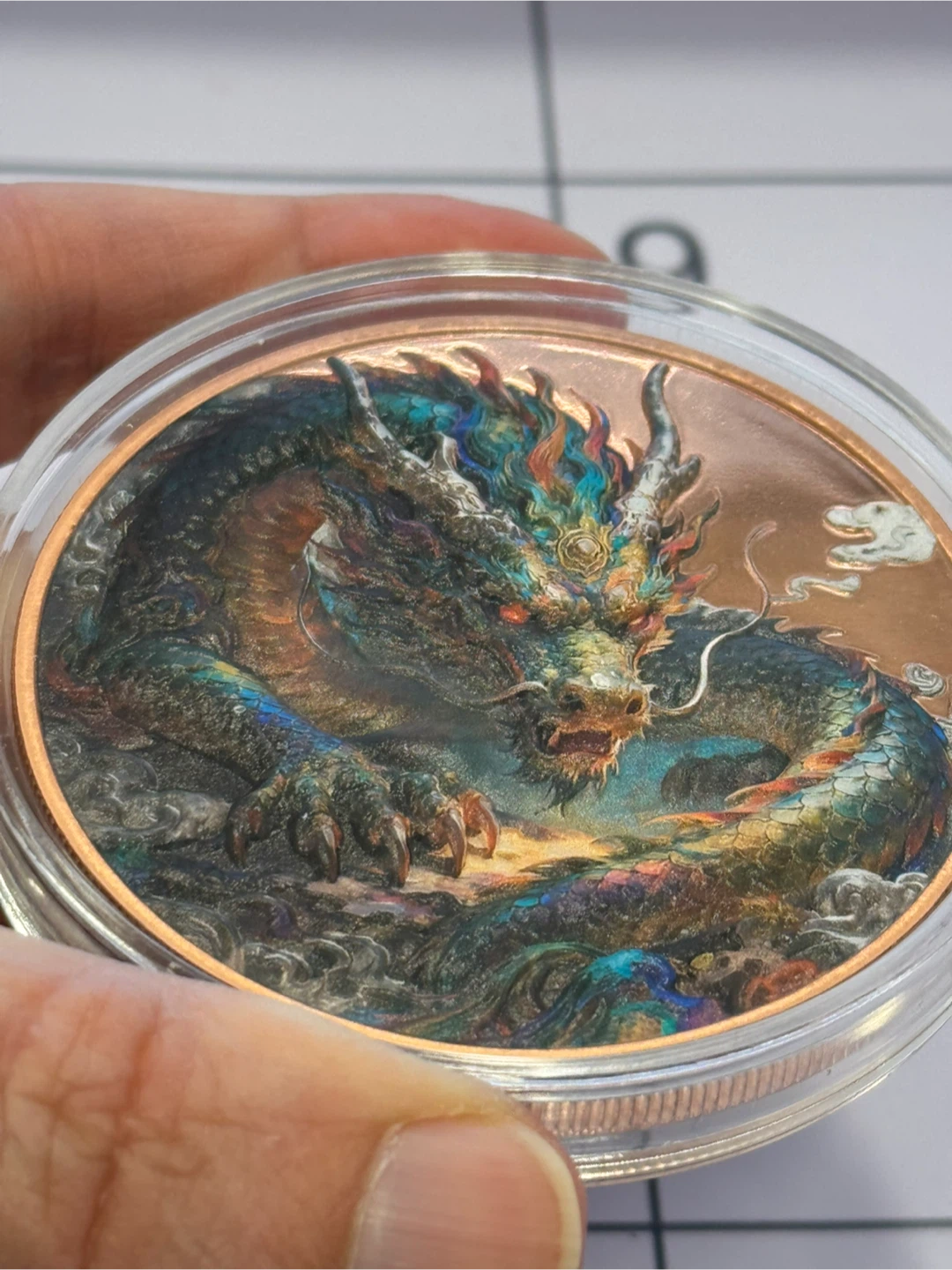 5 oz Copper 3D Dragon and Eye Collectible Coin - photo 3