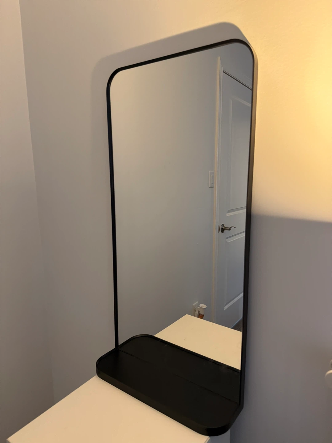 Ikea Modern Rounded Rectangular Mirror with Shelf