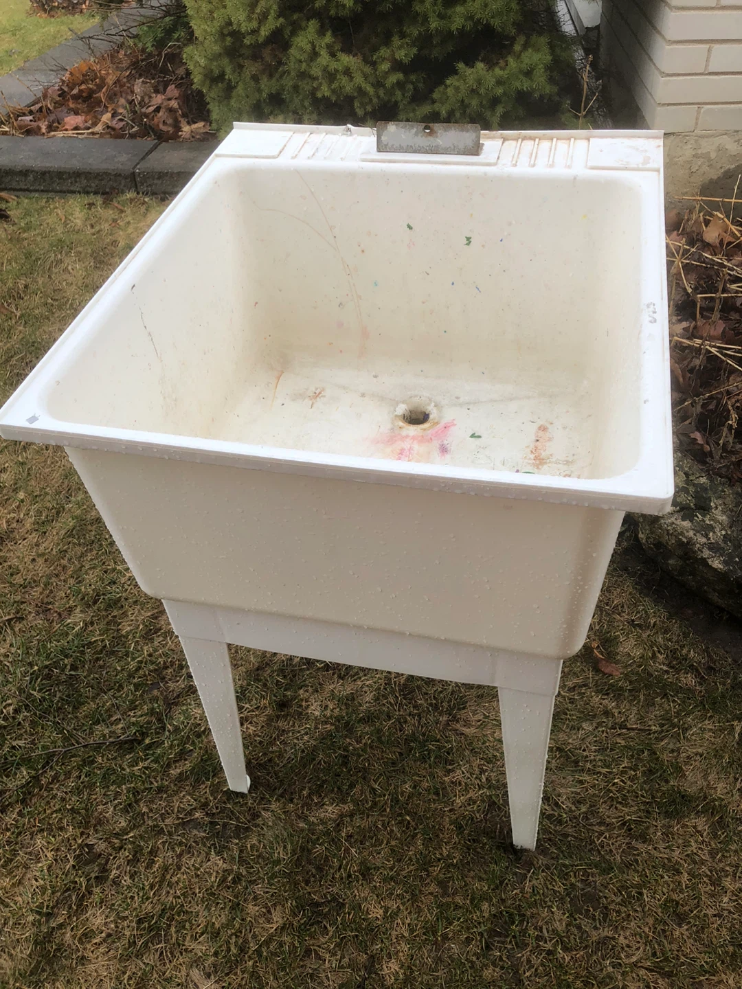 White Utility Sink with Stand