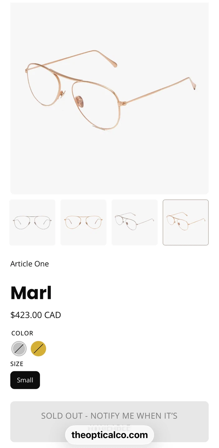 Handcrafted Article One ‘Marl’ Glasses Frame in Gold - photo 5