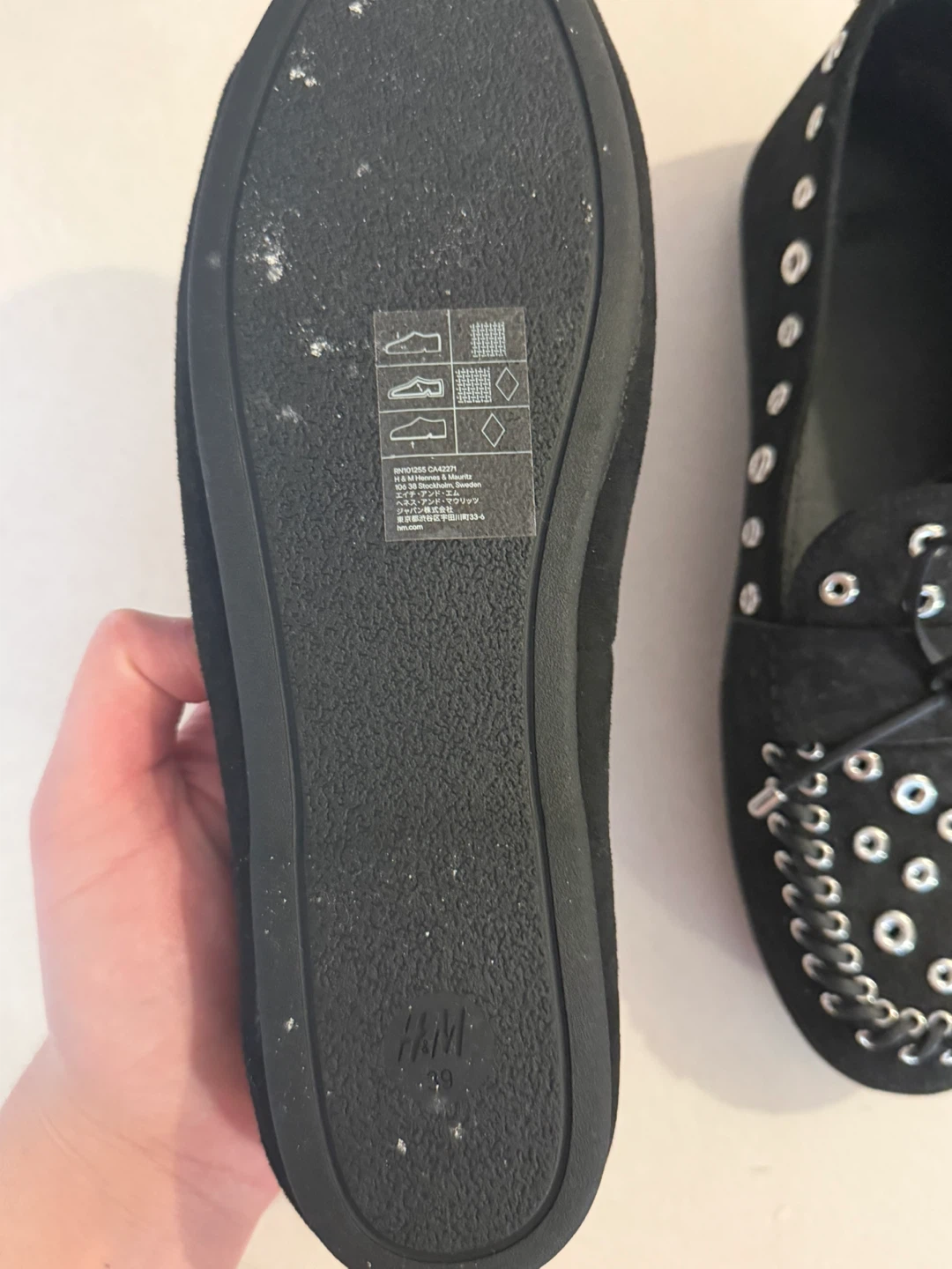 Black H&M Loafers with Grommets Size 8 - photo 3
