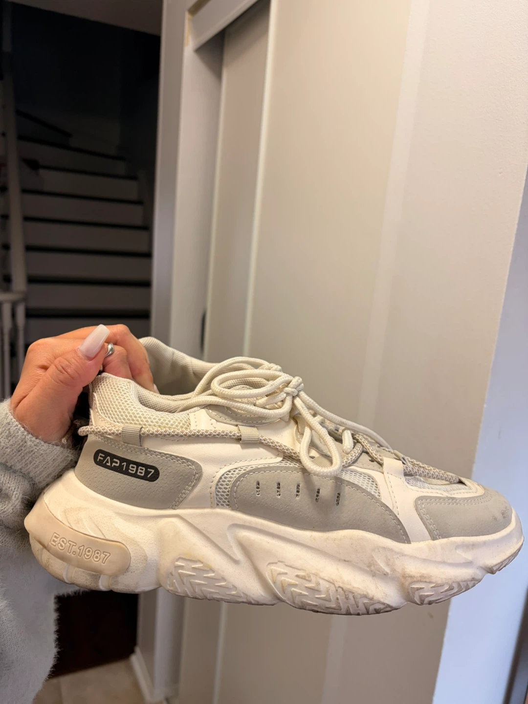 White and Grey FAP1987 Chunky Sneakers