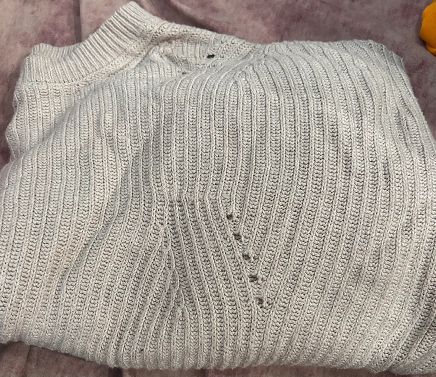 Light Grey Ribbed Knit Sweater