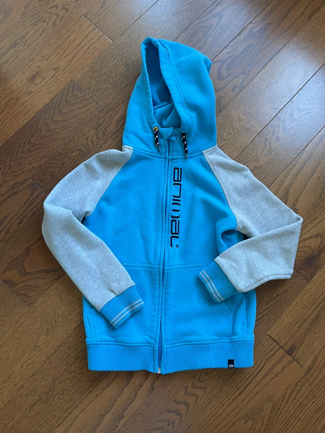 Animal Kids Blue Grey Zip-Up Hoodie 9-10 Years
