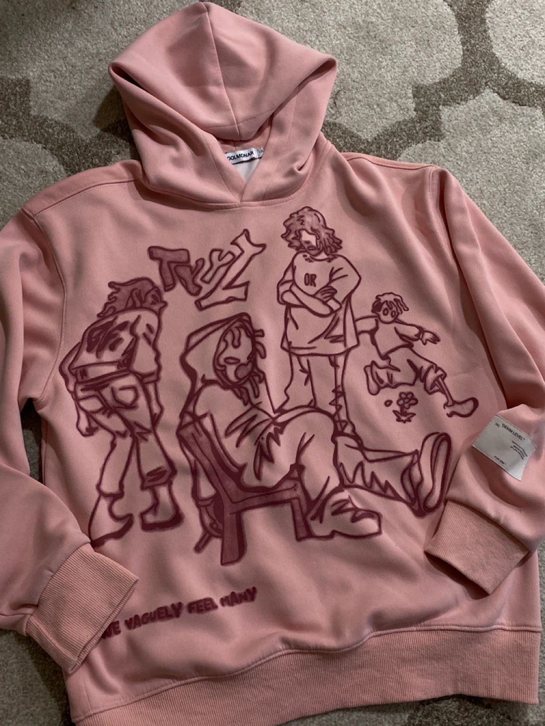 COOLMONAR Pink Graphic Hoodie - Size S