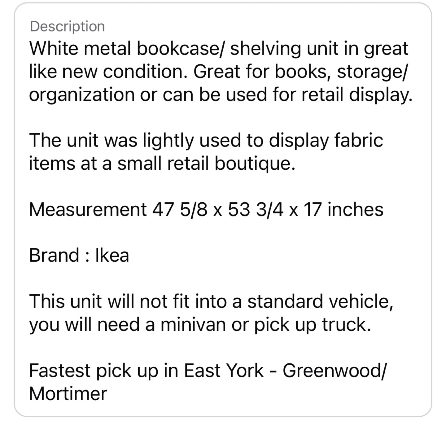 Ikea White Metal 4-Shelf Bookcase/Shelving Unit - photo 3