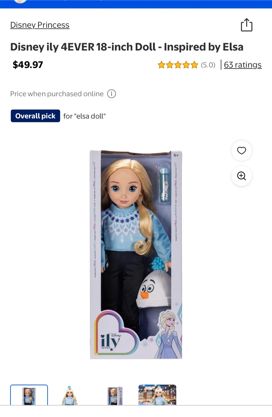 Elsa with skates, Disney ILY 4ever 18 inch doll - photo 2