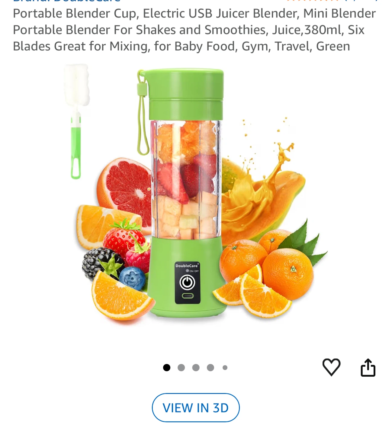 Portable Electric Juicer Blender 380ml Green