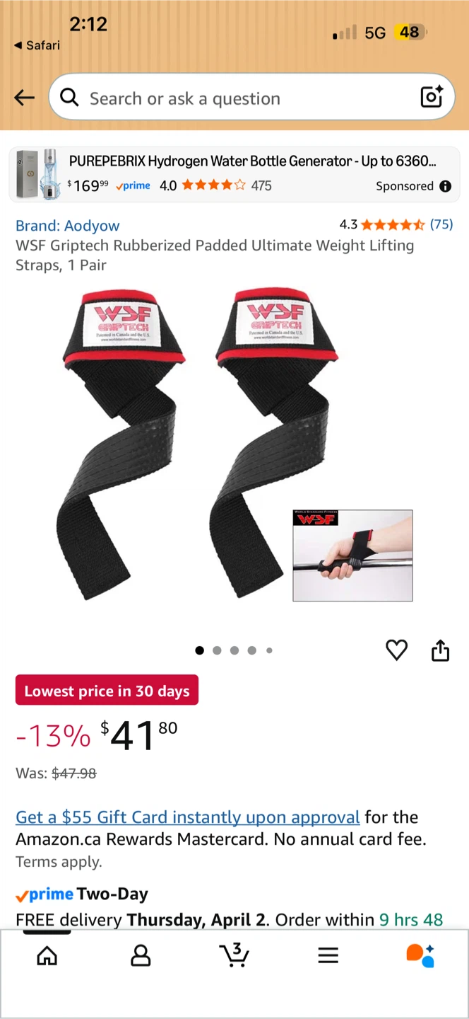 WSF GripTech Fusion Rubberized Lifting Straps - photo 2