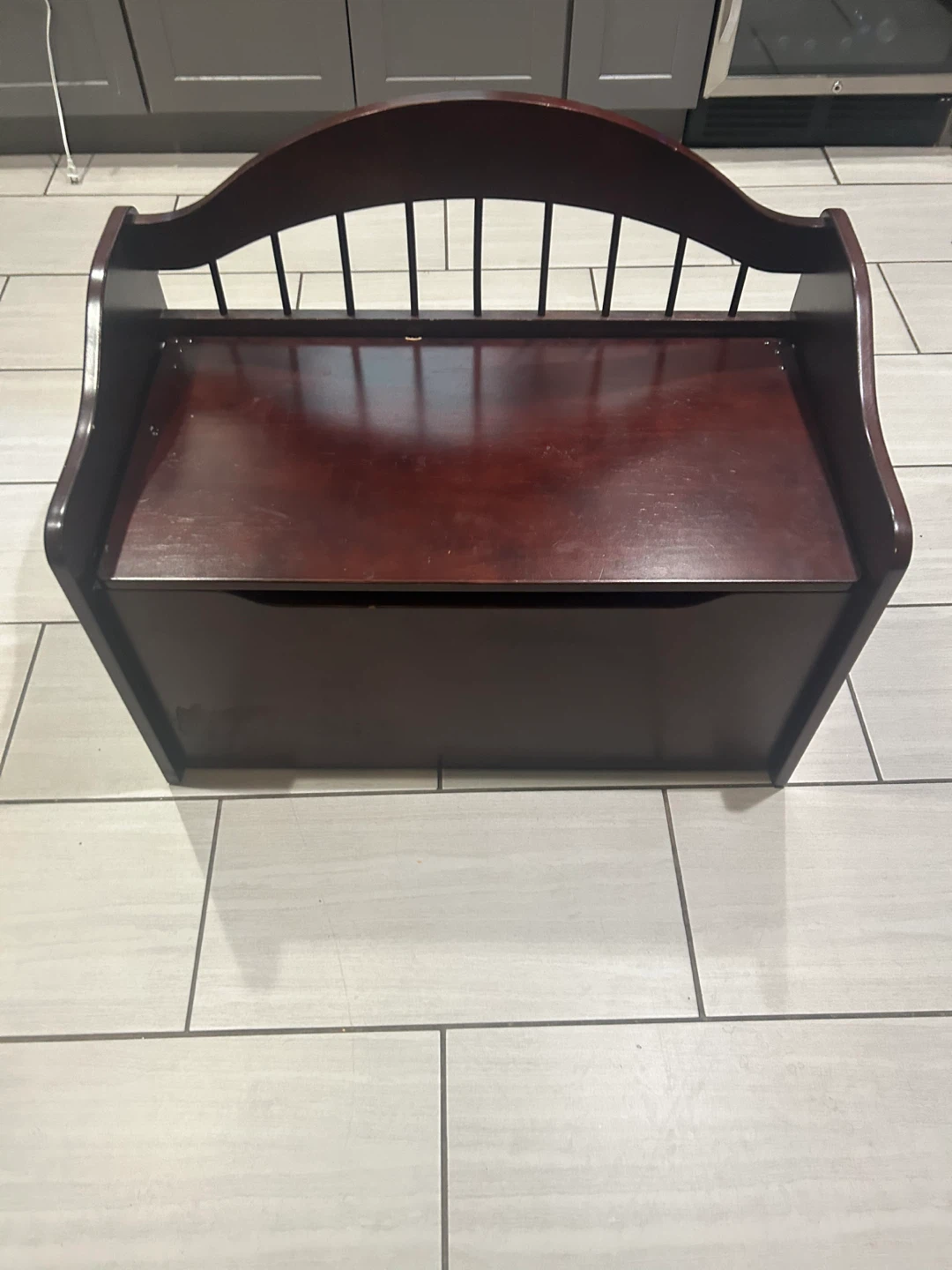 Kids Toy Storage Chest Bench - Dark Brown Wood