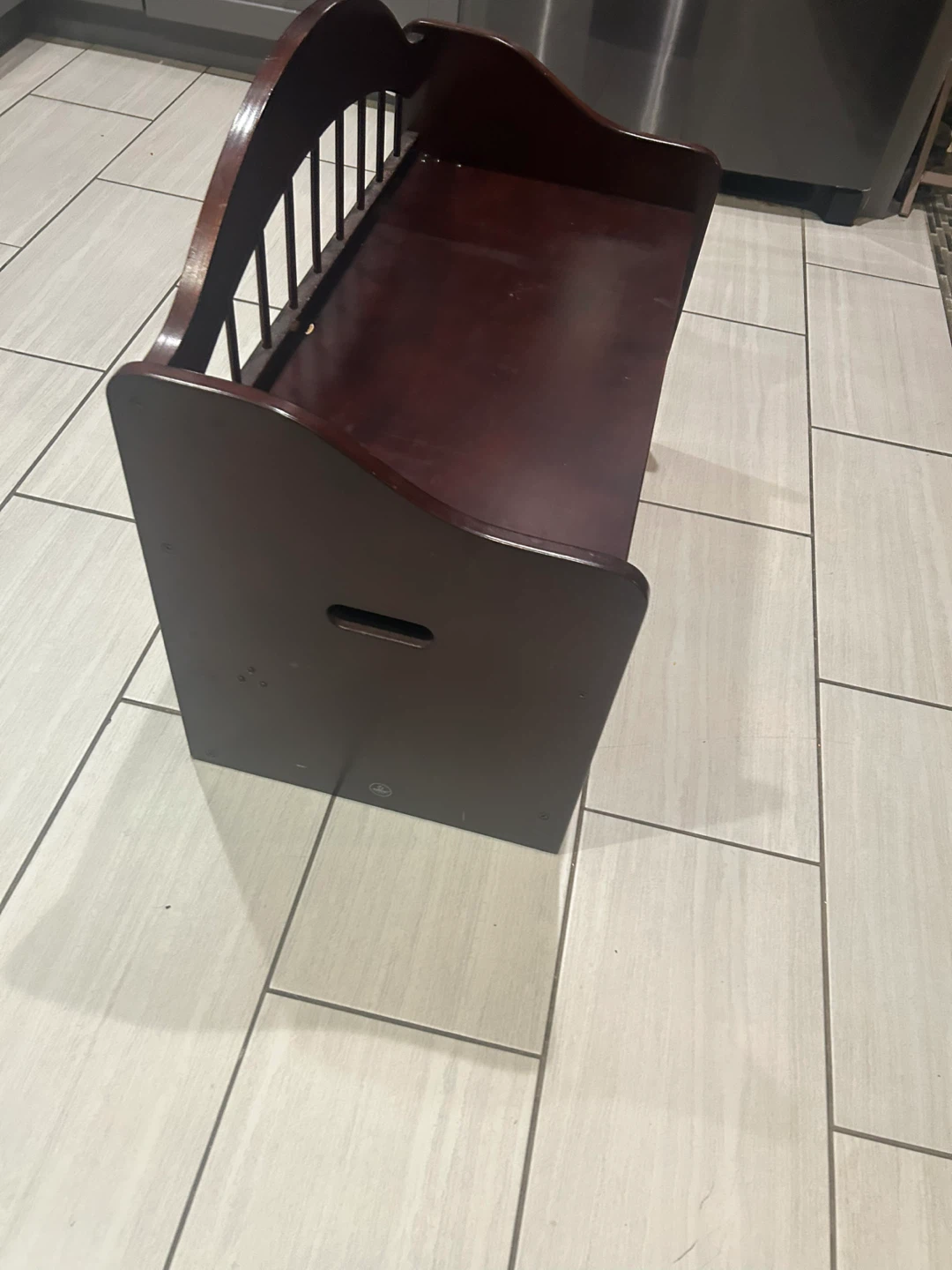 Kids Toy Storage Chest Bench - Dark Brown Wood - photo 2