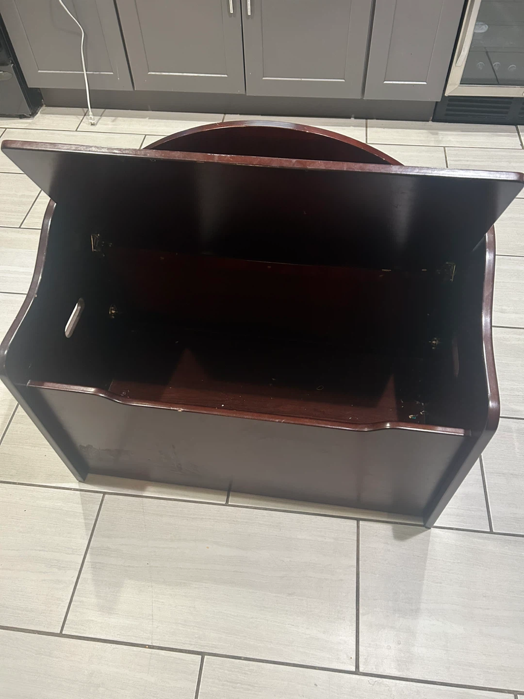 Kids Toy Storage Chest Bench - Dark Brown Wood - photo 5