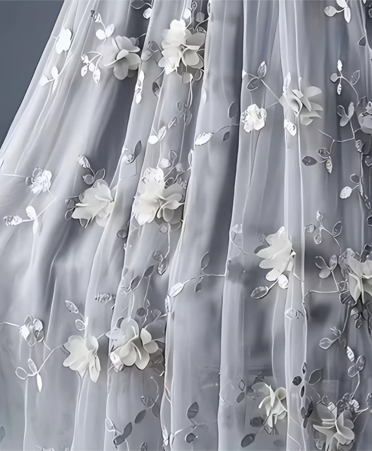 Grey Tulle Skirt with 3D Flowers - photo 3