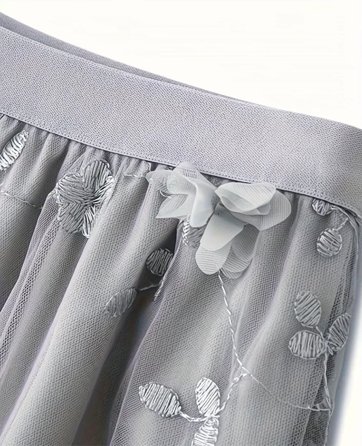 Grey Tulle Skirt with 3D Flowers - photo 5