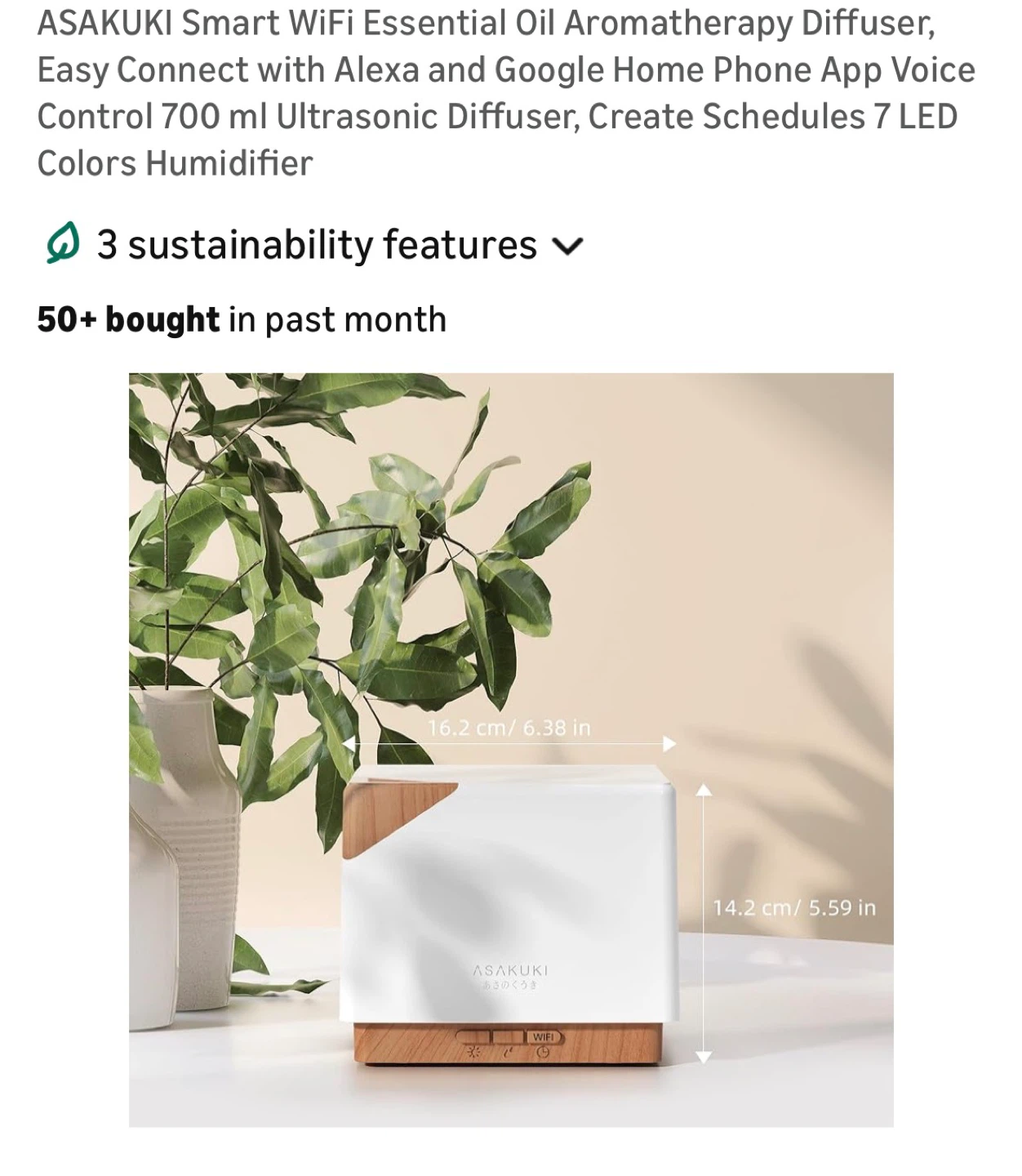 ASAKUKI Smart WiFi Essential Oil Aromatherapy Diffuser 700ml - photo 2