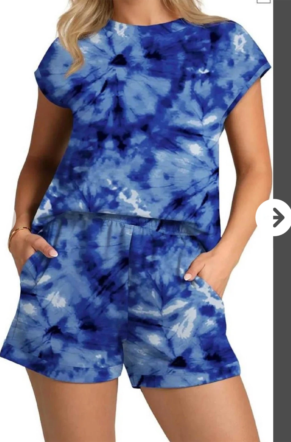 Women's Tie-Dye Pajama Set - Blue/White