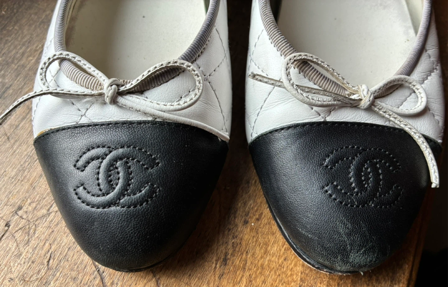 $150 Chanel ballet flats shoes size 38C lambskin women