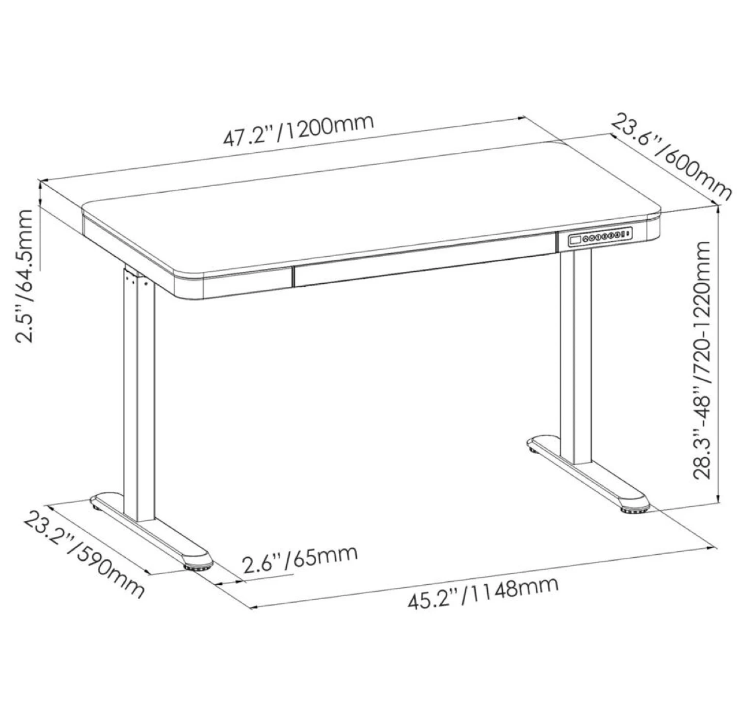 Adjustable Standing Desk with Drawer - photo 3