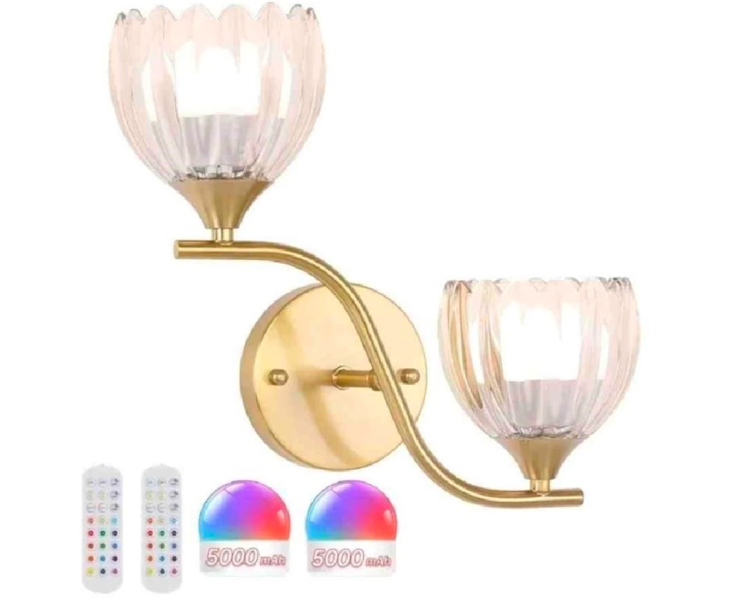 Vintage Style Battery Operated 2 Light Wall Sconce